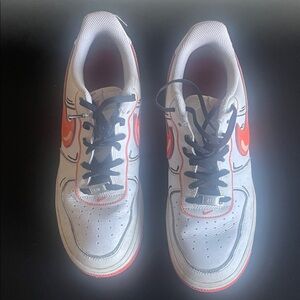 Nike custom White and Orange Sneakers Nike air size 8 men’s